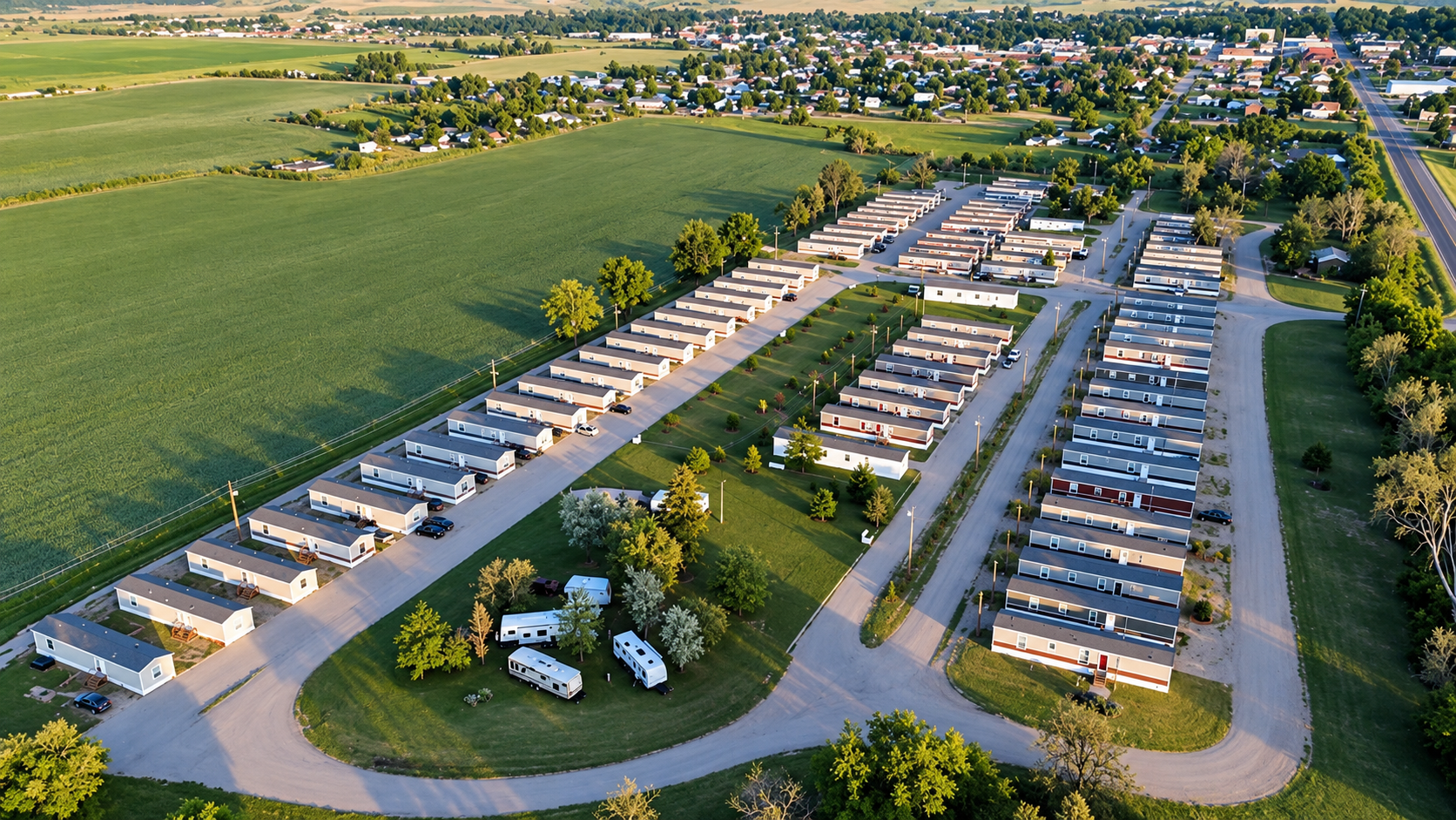 Aerial view of an Iron Guard Lodging workforce housing property